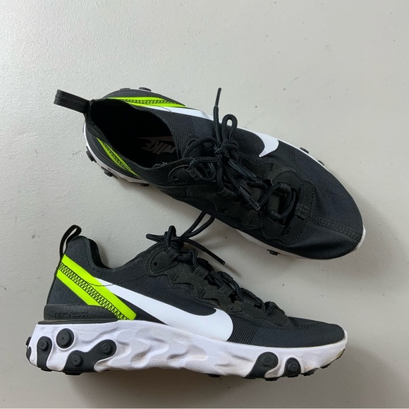 Nike React 55 Element CJ1497-991 women’s black and green lace up sneakers Size 7 - Picture 1 of 11